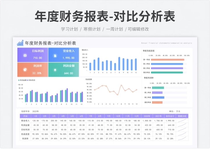 图片[21]-财务报表企业月季年度明细收支公司会计利润出纳记账excel模版格-大怪兽分享