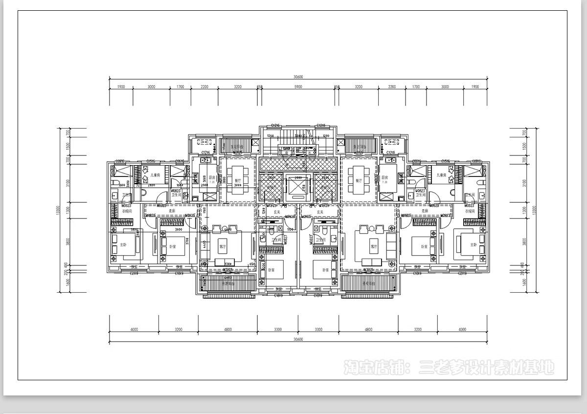 图片[21]-50套，住宅建筑户型图CAD平面图施工图 一梯两户三四户小高层新规大平层-大怪兽分享