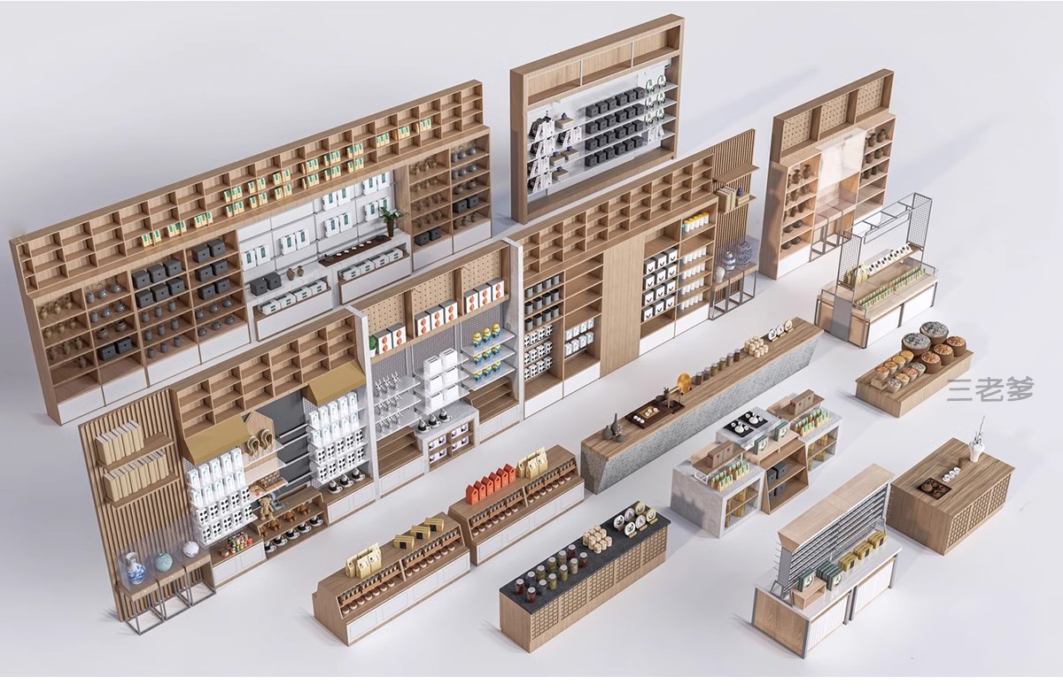 图片[25]-陈列架货架SU模型超市商场零食便利店展架杂货展示柜架子店铺素材-大怪兽分享