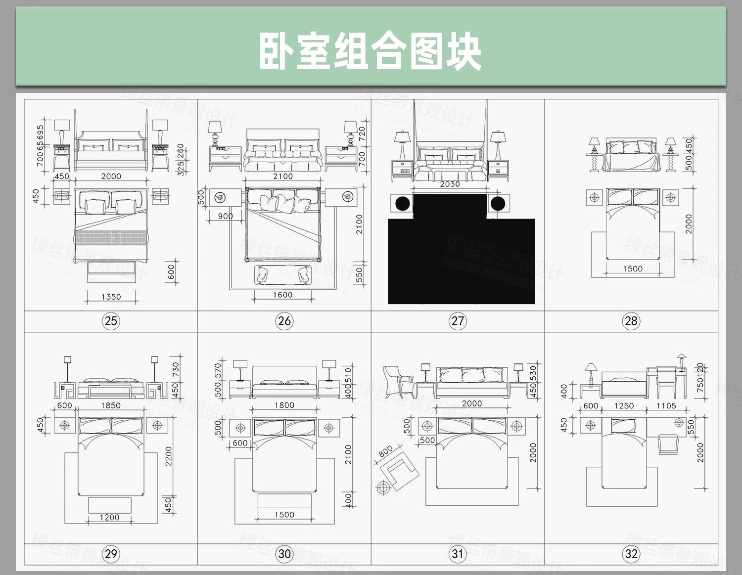 图片[26]-平面立面图块cad图库室内设计家装软装家具沙发椅子床具网红模块-大怪兽分享