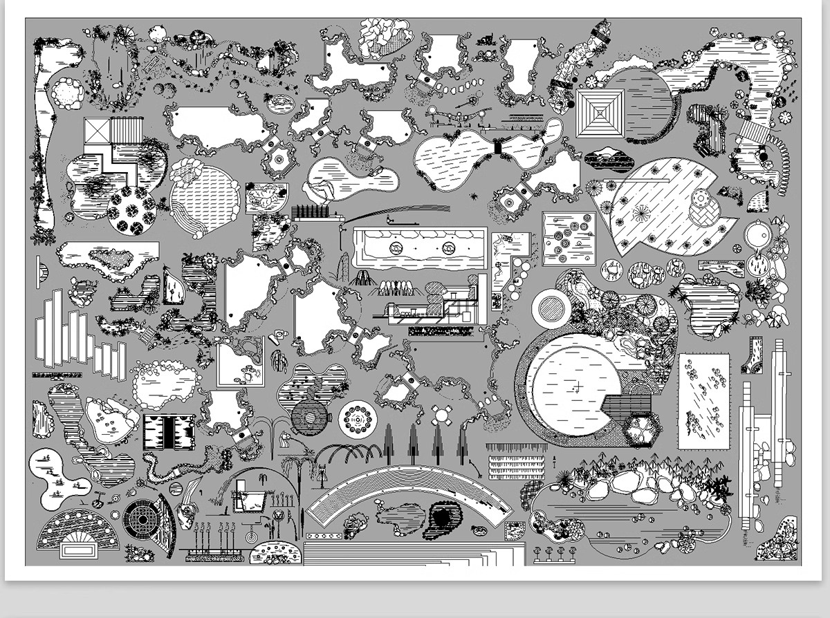 图片[5]-90套，别墅庭院景观CAD施工图库户外枯山水造景小品微地形假山绿植图块-大怪兽分享
