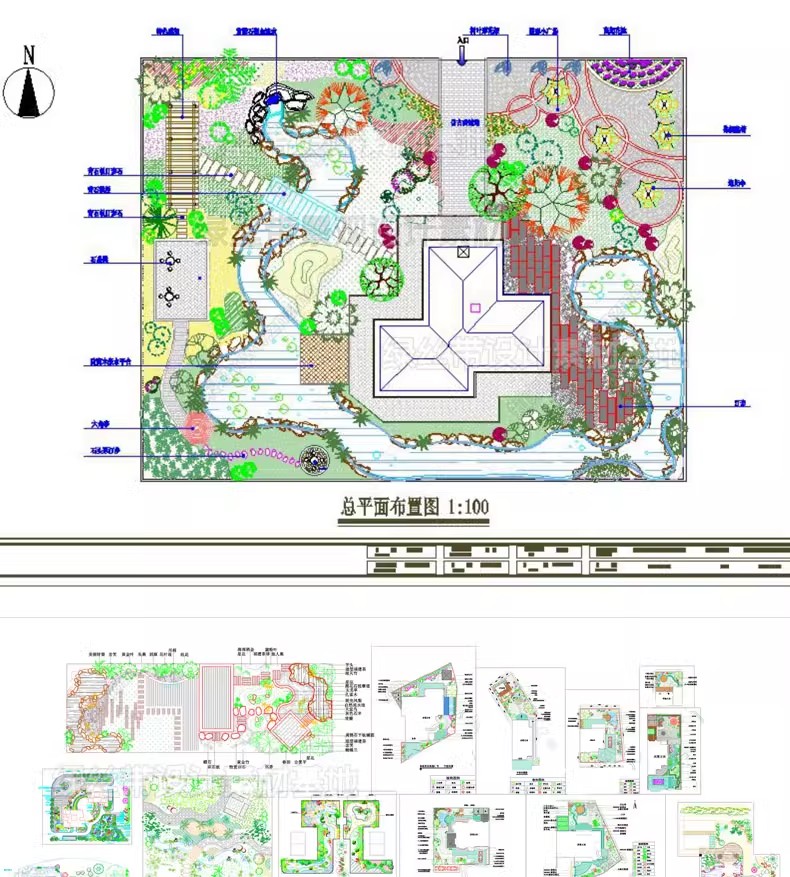 图片[25]-屋顶花园露台别墅庭院 平面方案设计乡村院子苗木表种植CAD施工图-大怪兽分享