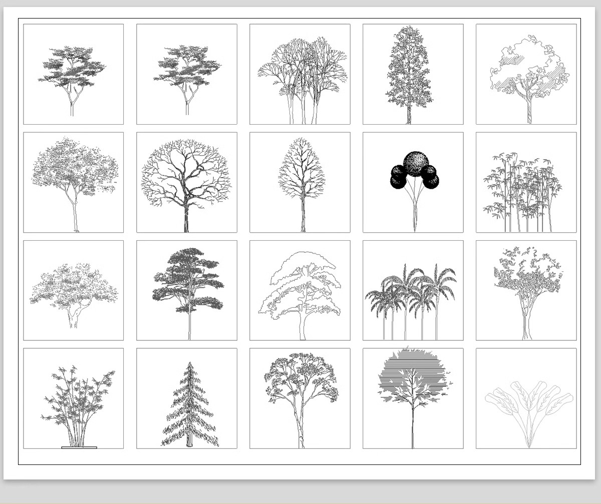 图片[28]-园林景观设计CAD植物图块人物平面立面铺装拼花施工图库图例素材-大怪兽分享