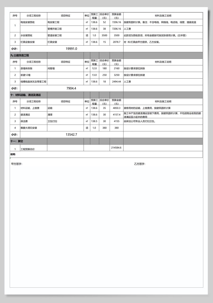 图片[27]-2025装修预算报价表家装工装公司材料价格表模板施工清单半包全包-大怪兽分享