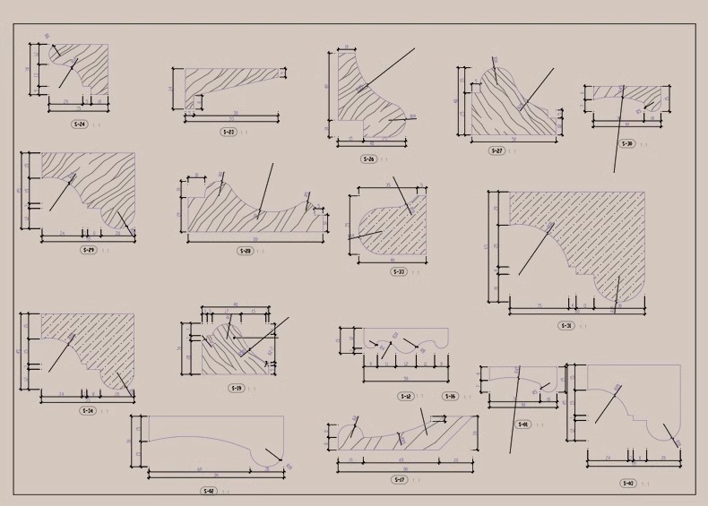 图片[29]-CAD装饰线条大样图剖面踢脚线门套线天花角石膏线框素材图库-大怪兽分享