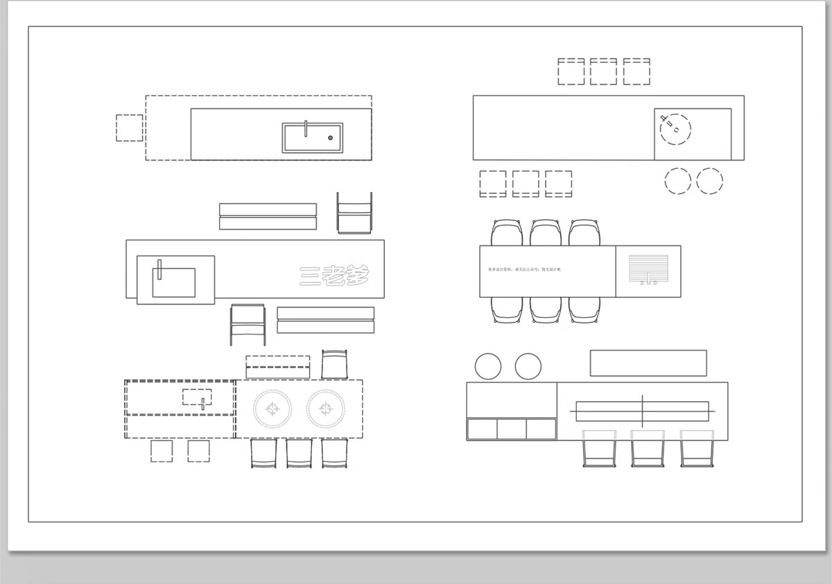 图片[29]-吧台CAD图库厨房吧椅现代室内家装西厨中岛台餐桌椅子图块施工图-大怪兽分享