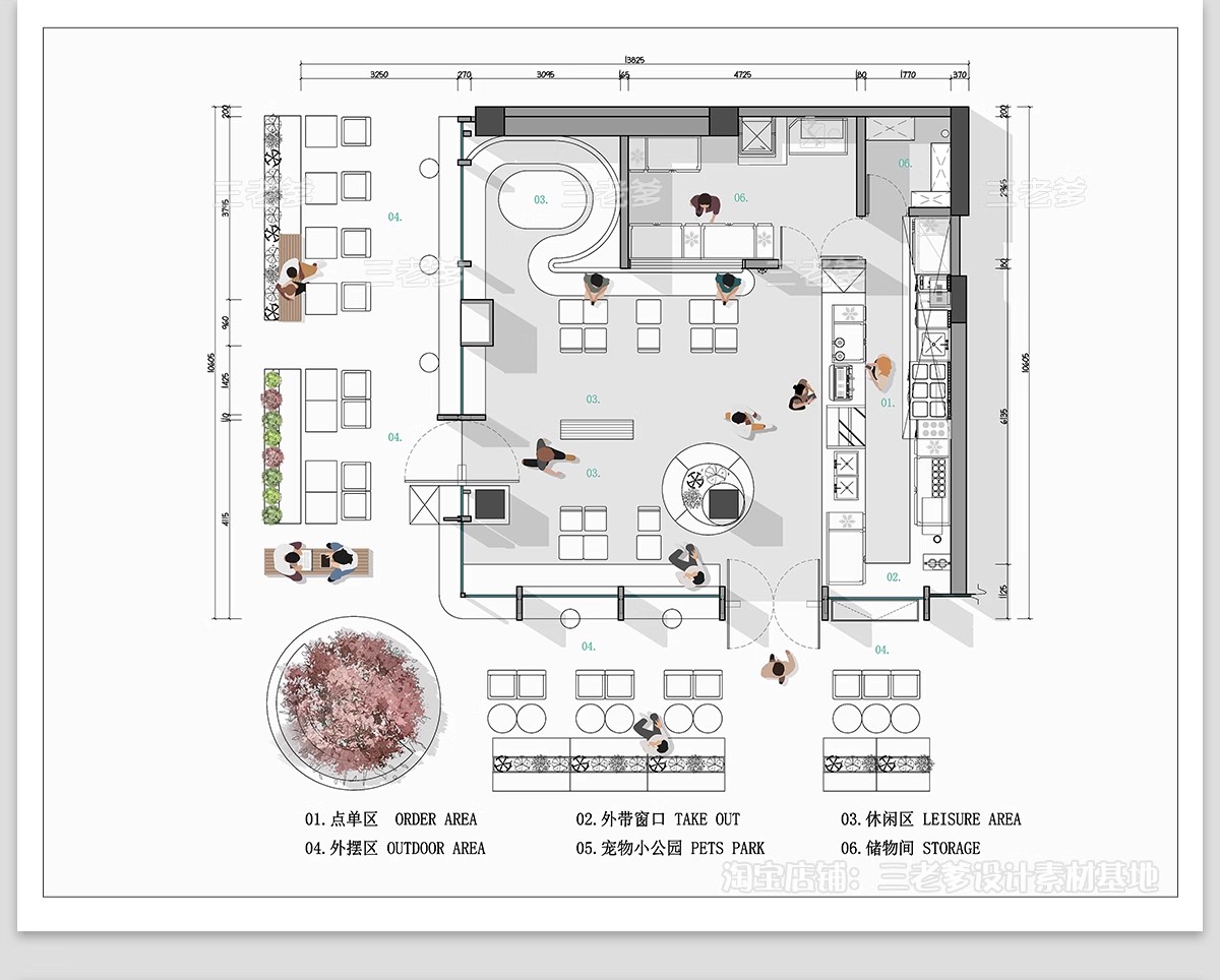 图片[28]-150套，咖啡厅咖啡馆CAD空间布局方案 奶茶店施工平面布置图店铺装修设计-大怪兽分享