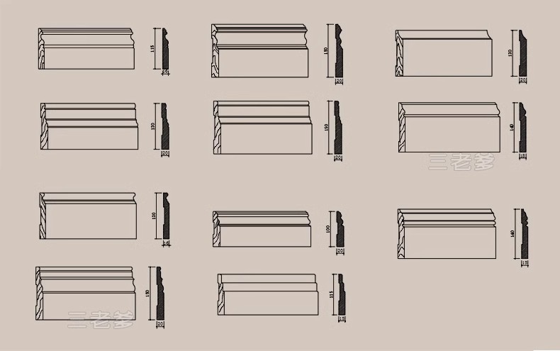 图片[31]-CAD装饰线条大样图剖面踢脚线门套线天花角石膏线框素材图库-大怪兽分享