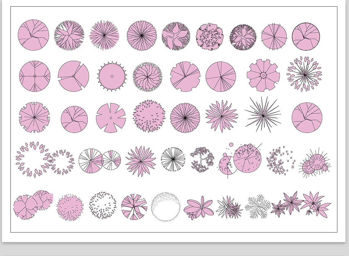 图片[31]-园林景观设计CAD植物图块人物平面立面铺装拼花施工图库图例素材-大怪兽分享
