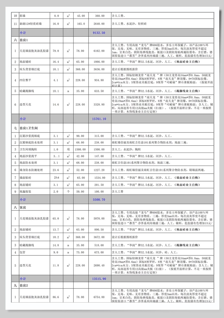 图片[30]-2025装修预算报价表家装工装公司材料价格表模板施工清单半包全包-大怪兽分享
