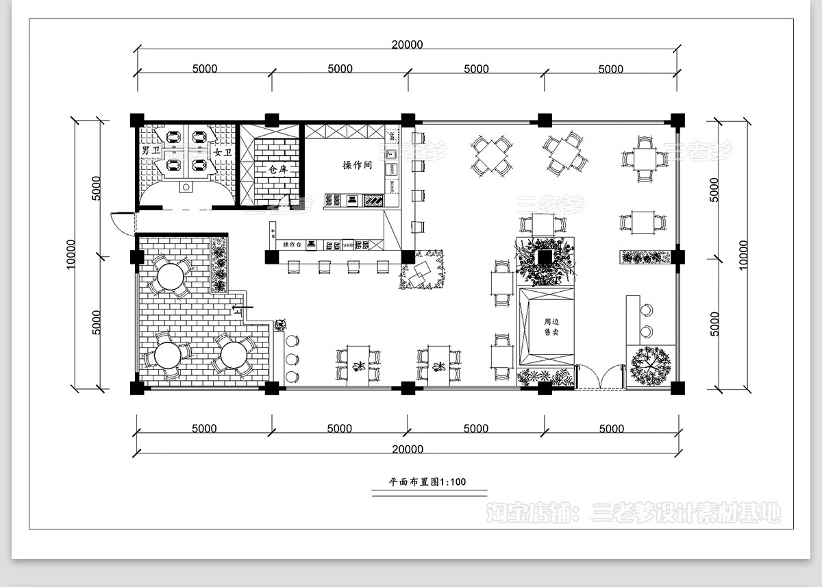 图片[30]-150套，咖啡厅咖啡馆CAD空间布局方案 奶茶店施工平面布置图店铺装修设计-大怪兽分享