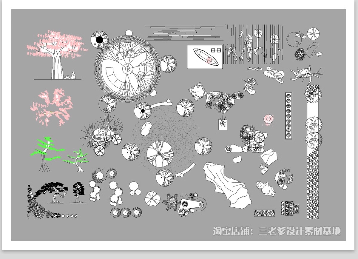 图片[10]-90套，别墅庭院景观CAD施工图库户外枯山水造景小品微地形假山绿植图块-大怪兽分享