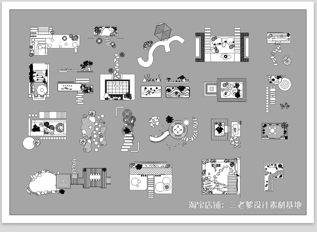 图片[11]-90套，别墅庭院景观CAD施工图库户外枯山水造景小品微地形假山绿植图块-大怪兽分享