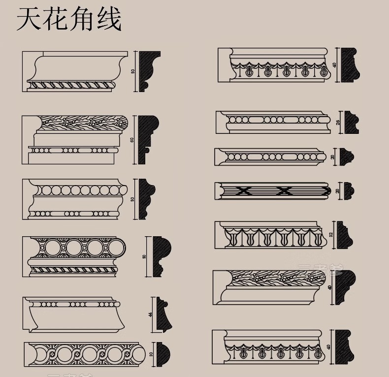图片[34]-CAD装饰线条大样图剖面踢脚线门套线天花角石膏线框素材图库-大怪兽分享