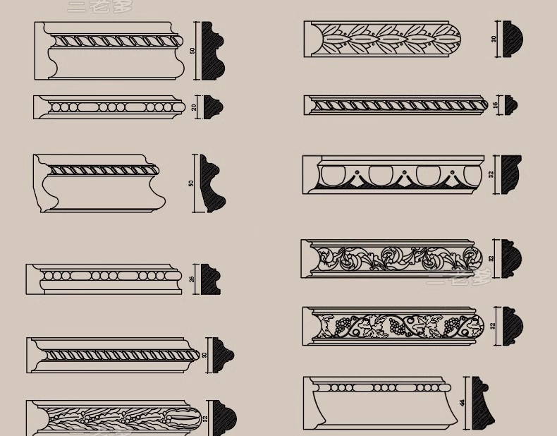 图片[35]-CAD装饰线条大样图剖面踢脚线门套线天花角石膏线框素材图库-大怪兽分享