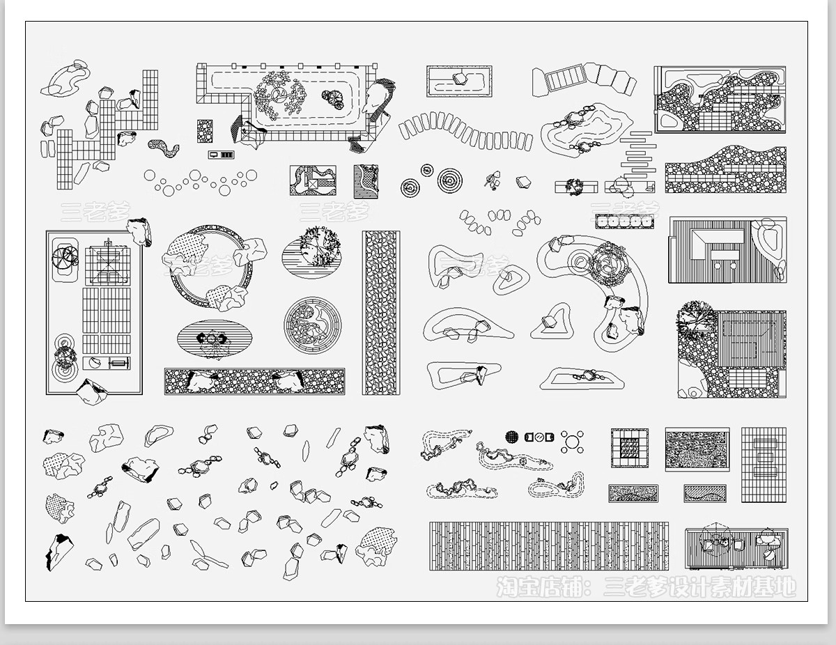 图片[14]-90套，别墅庭院景观CAD施工图库户外枯山水造景小品微地形假山绿植图块-大怪兽分享