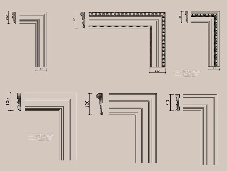 图片[37]-CAD装饰线条大样图剖面踢脚线门套线天花角石膏线框素材图库-大怪兽分享