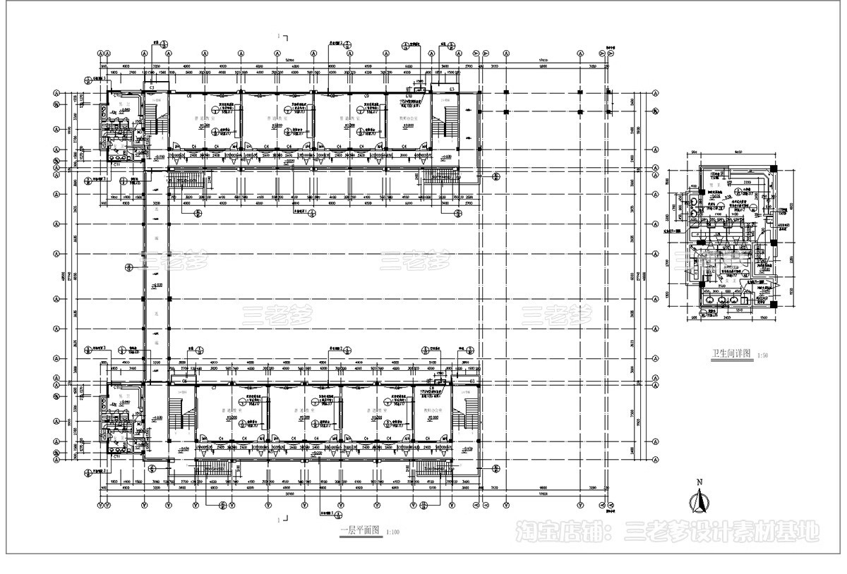 图片[27]-教学楼CAD施工图 综合楼小学中学大学建筑方案设计图库平面布局图-大怪兽分享
