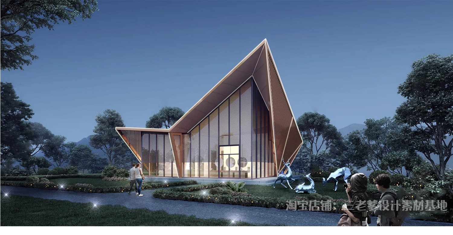 图片[26]-坡屋顶建筑SU模型公建文化展览馆服务中心新中式折线建筑草图大师-大怪兽分享