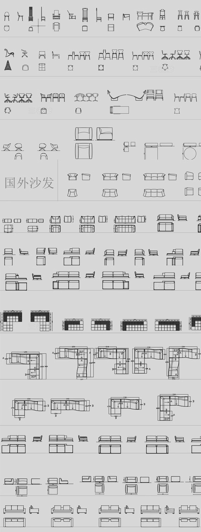 图片[28]-800款，平面立面cad图库室内设计家装软装家具沙发椅子床具网红模块图块-大怪兽分享