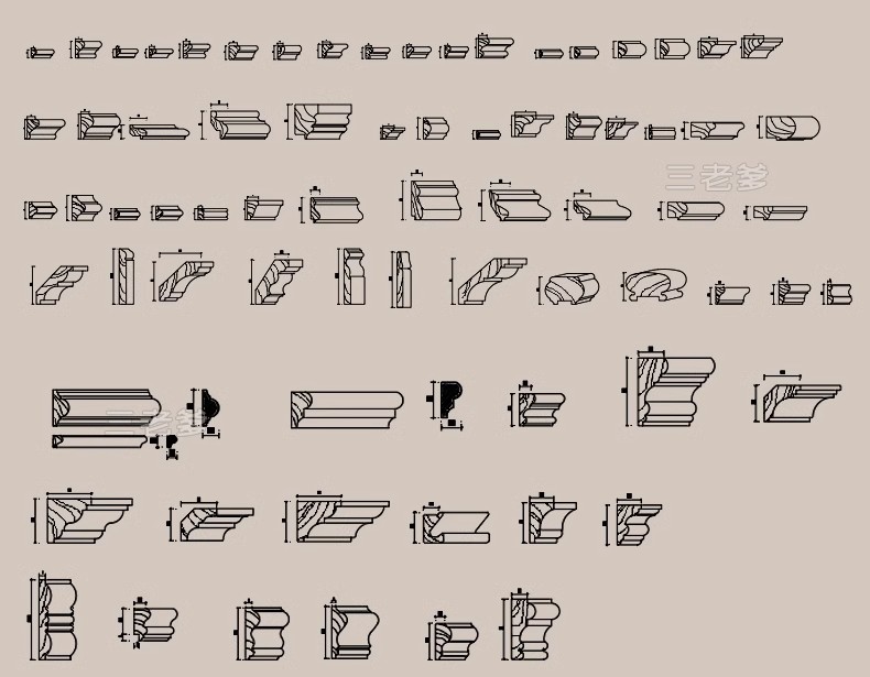 图片[38]-CAD装饰线条大样图剖面踢脚线门套线天花角石膏线框素材图库-大怪兽分享
