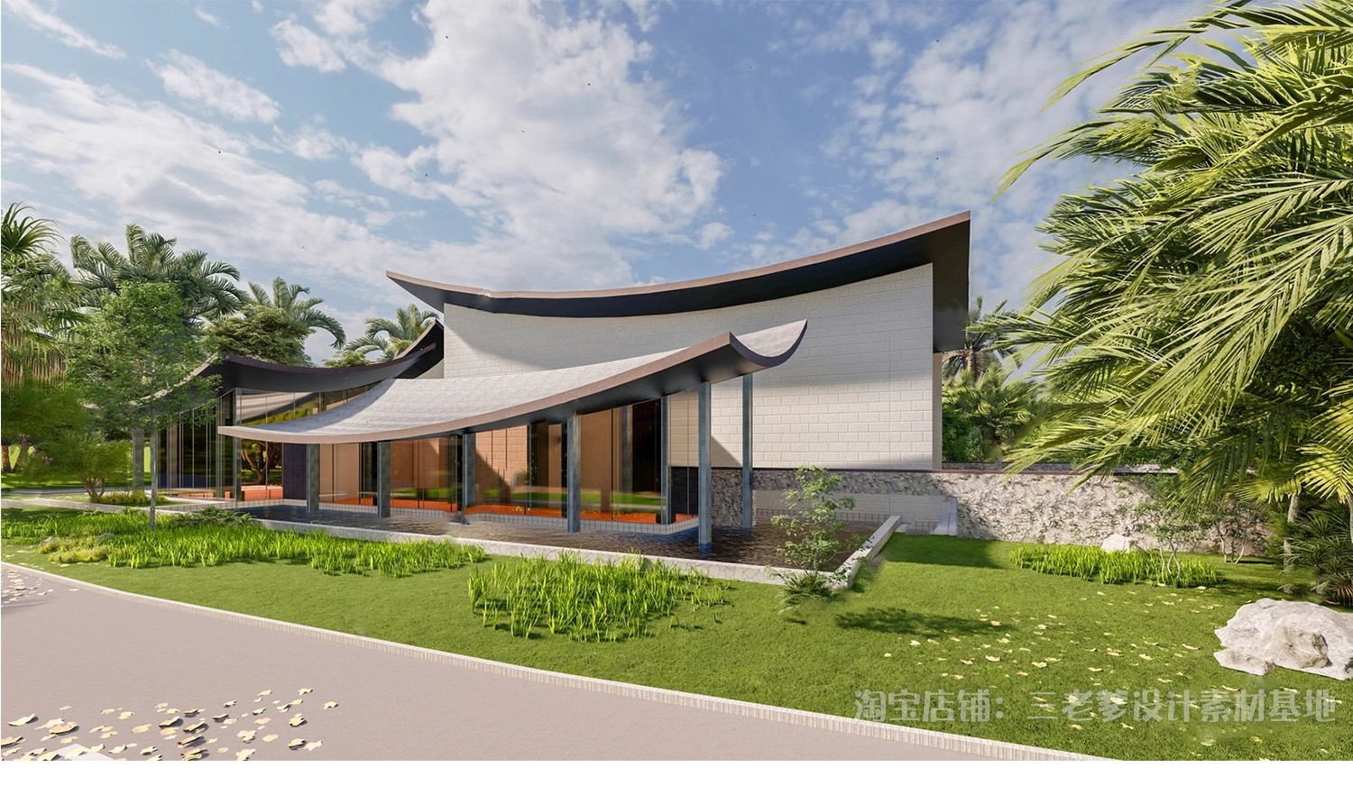图片[27]-坡屋顶建筑SU模型公建文化展览馆服务中心新中式折线建筑草图大师-大怪兽分享