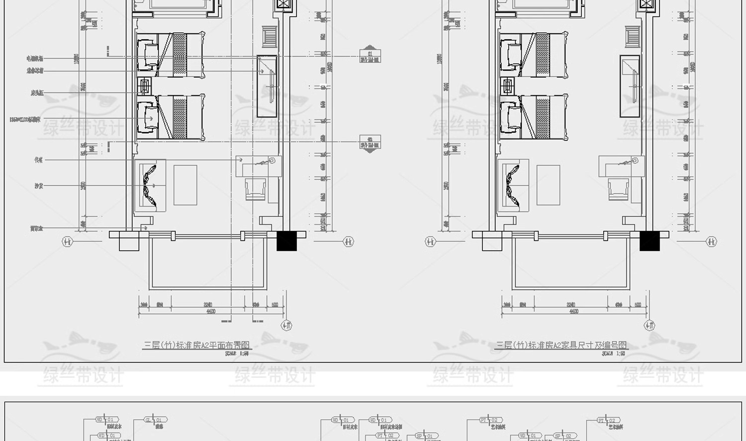 图片[39]-民宿酒店室内装修设计度假客栈客房CAD施工图方案布局布置 平面图-大怪兽分享