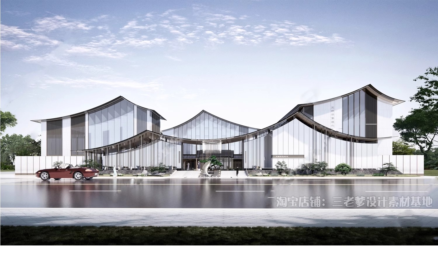 图片[29]-坡屋顶建筑SU模型公建文化展览馆服务中心新中式折线建筑草图大师-大怪兽分享