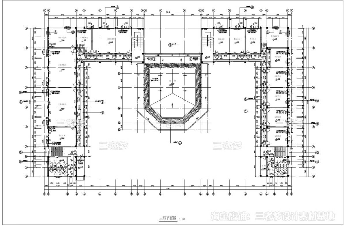 图片[32]-教学楼CAD施工图 综合楼小学中学大学建筑方案设计图库平面布局图-大怪兽分享