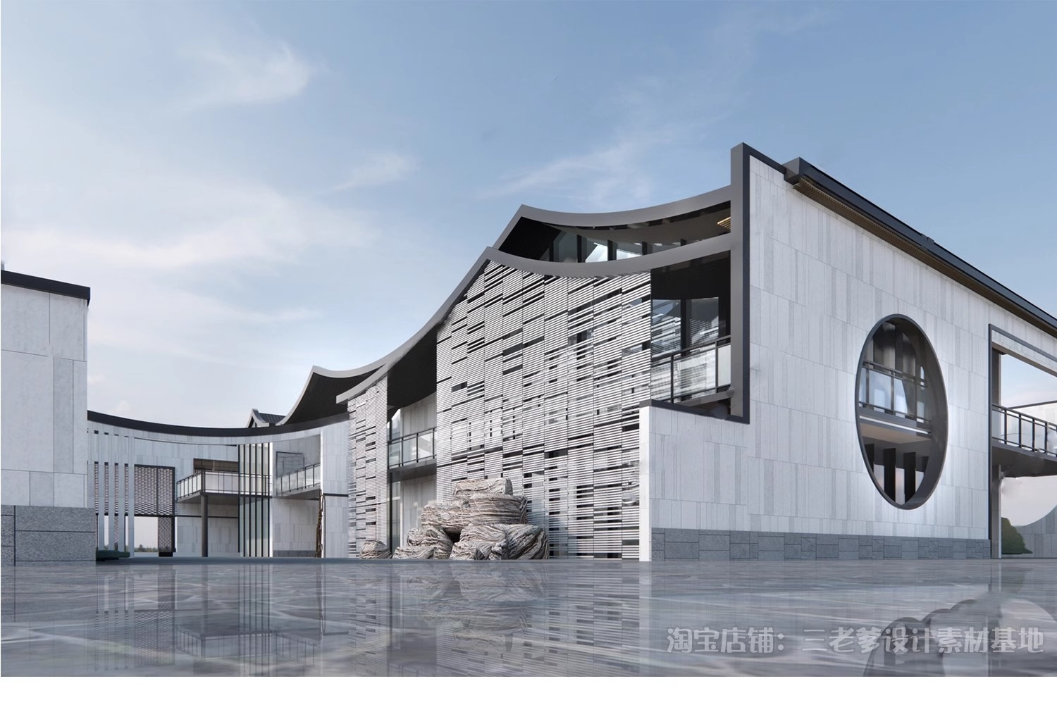 图片[31]-坡屋顶建筑SU模型公建文化展览馆服务中心新中式折线建筑草图大师-大怪兽分享