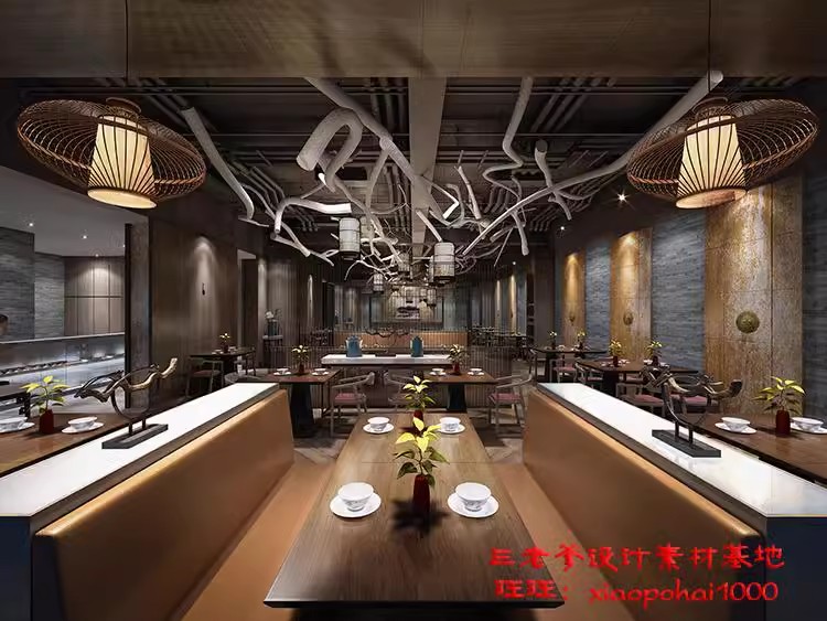 图片[39]-餐饮空间CAD施工图纸 3D模型效果图平面中式茶餐厅快餐饭店su全套-大怪兽分享