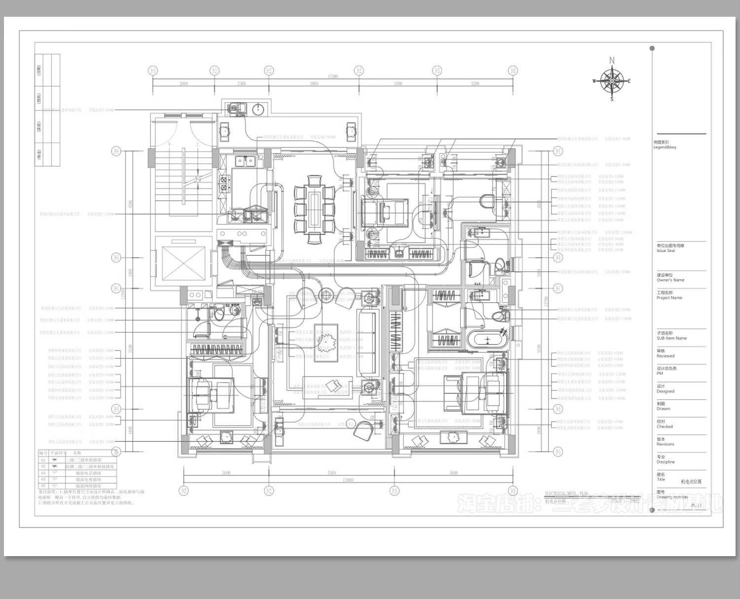 图片[33]-全屋机电连线图及开关插座水电点位灯具图例CAD图库施工图dwg图块-大怪兽分享