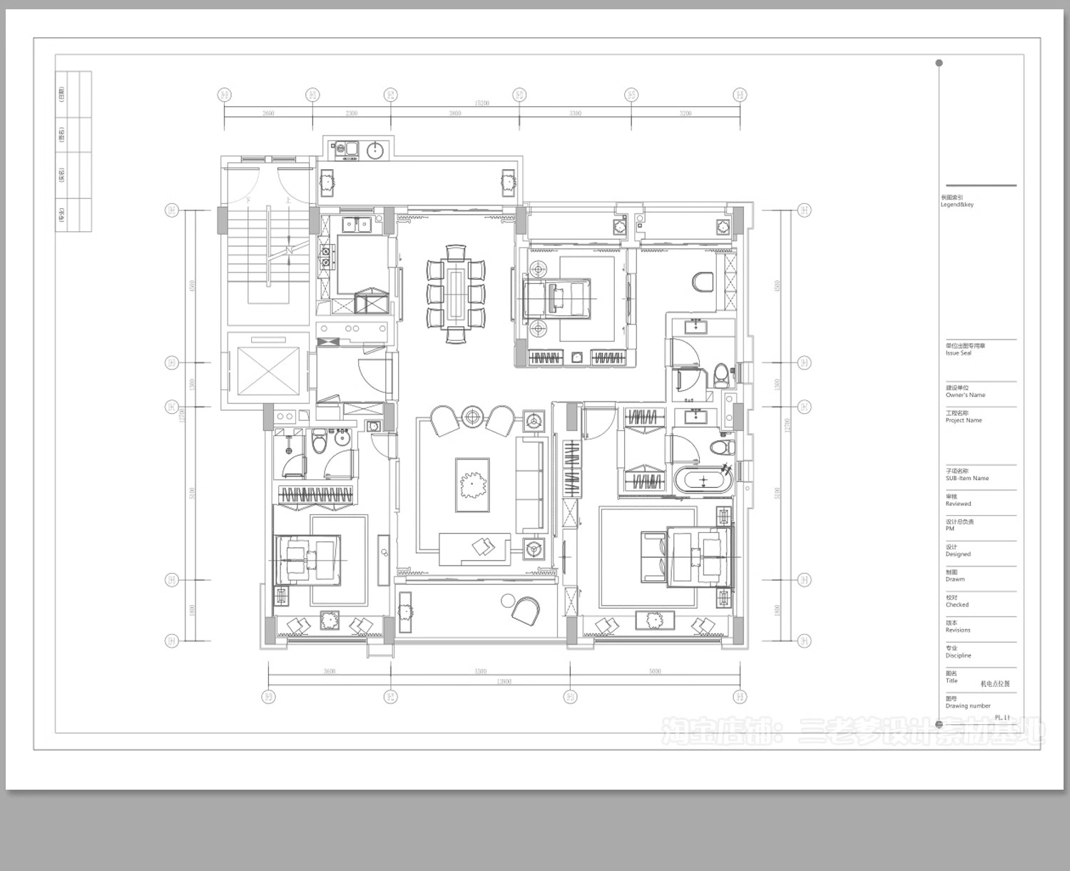 图片[34]-全屋机电连线图及开关插座水电点位灯具图例CAD图库施工图dwg图块-大怪兽分享