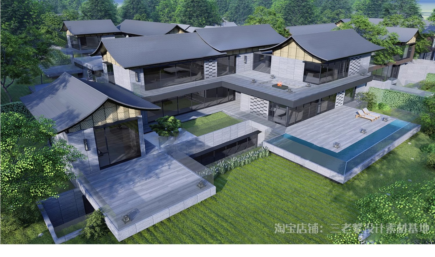 图片[41]-坡屋顶建筑SU模型公建文化展览馆服务中心新中式折线建筑草图大师-大怪兽分享