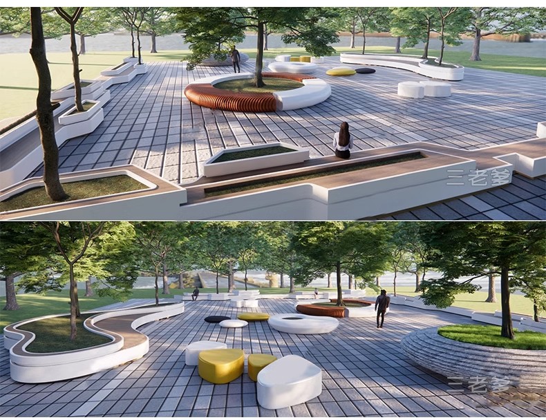 图片[22]-现代商业街广场景观座椅SU模型积木趣味种植树池坐凳小品草图大师-大怪兽分享