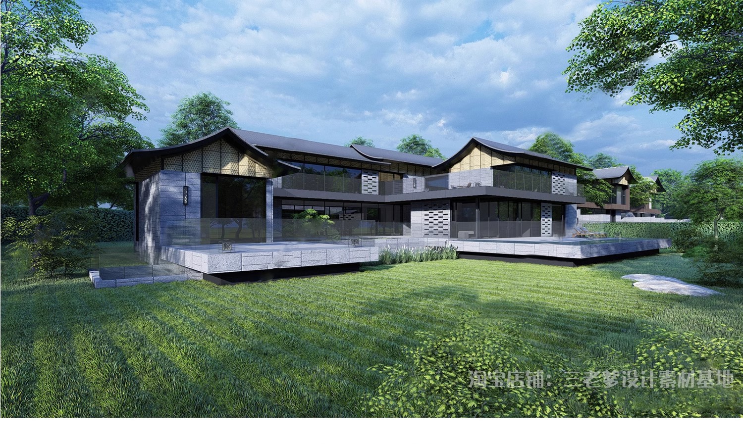 图片[42]-坡屋顶建筑SU模型公建文化展览馆服务中心新中式折线建筑草图大师-大怪兽分享