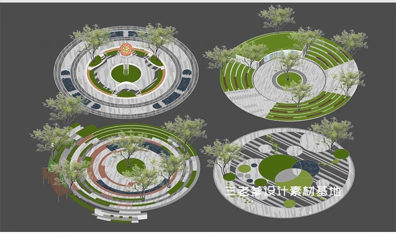 图片[30]-450套，现代圆形树阵广场商业休闲口袋公园小游园树池园林景观节点su模型-大怪兽分享