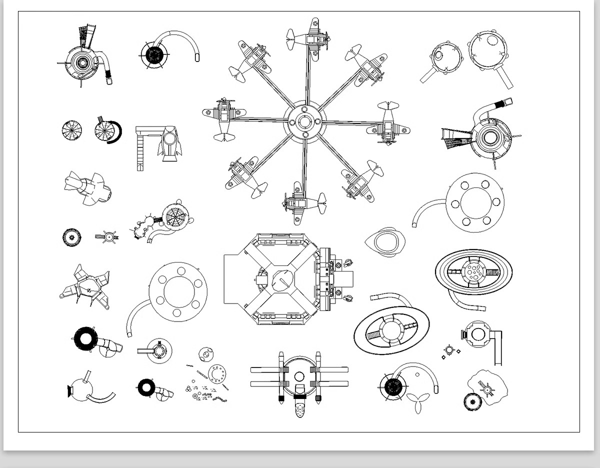 图片[2]-150组，儿童活动设施CAD图库滑滑梯木马乐园游乐场沙坑平面图施工图素材-大怪兽分享