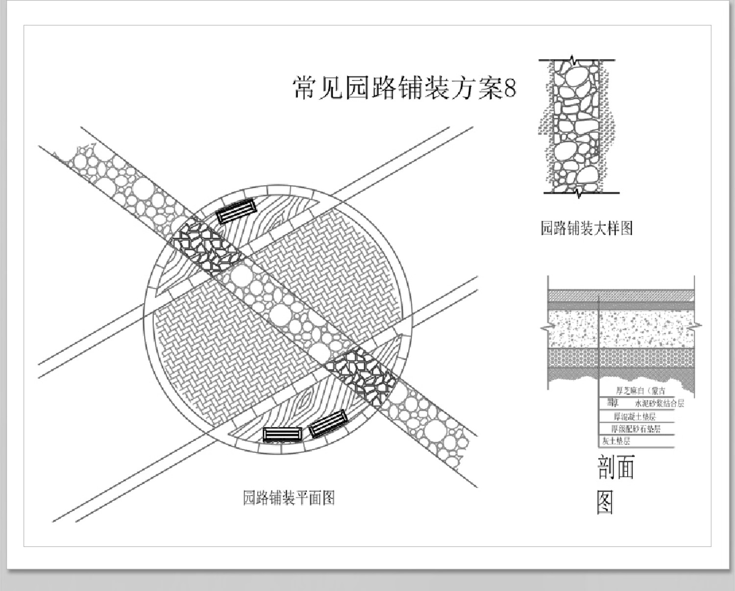 图片[34]-1000款，道路园路CAD施工图纸 景观园林铺装地面平面立面节点大样剖面详图-大怪兽分享