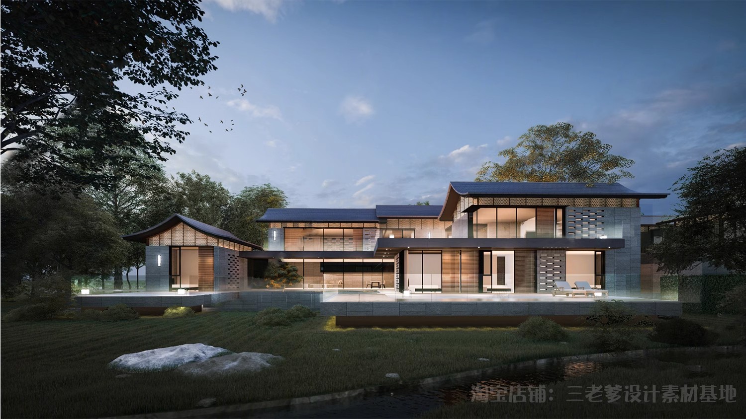 图片[43]-坡屋顶建筑SU模型公建文化展览馆服务中心新中式折线建筑草图大师-大怪兽分享