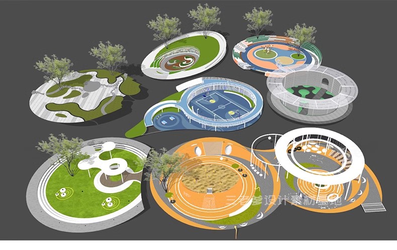图片[33]-450套，现代圆形树阵广场商业休闲口袋公园小游园树池园林景观节点su模型-大怪兽分享