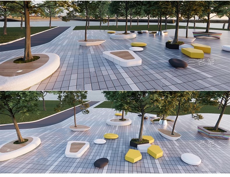 图片[31]-现代商业街广场景观座椅SU模型积木趣味种植树池坐凳小品草图大师-大怪兽分享
