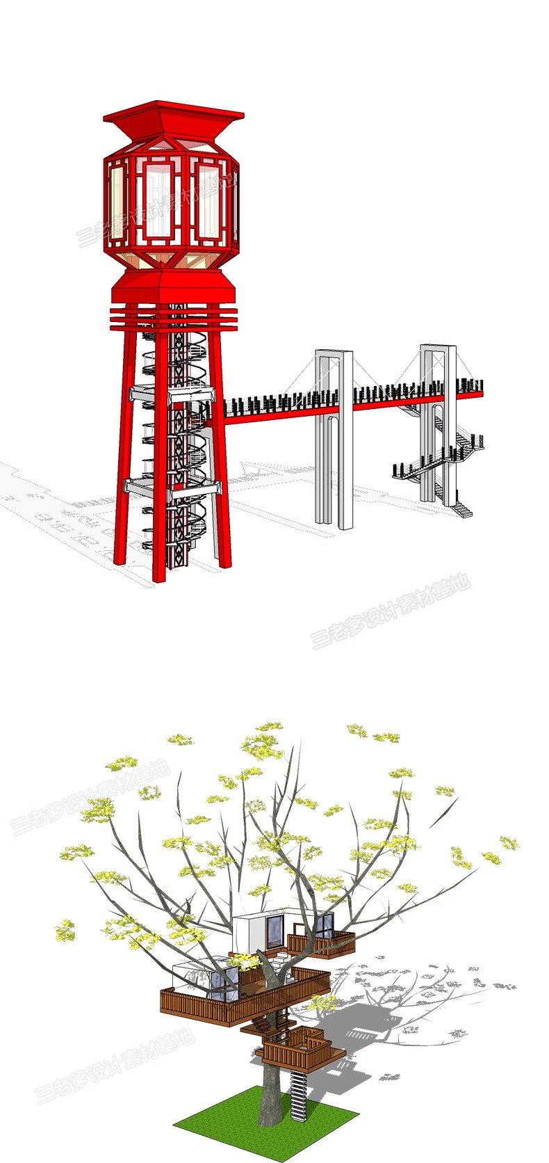 图片[22]-民宿度假村旅游景区公园观鸟瞭望台眺望塔观景平台草图大师SU模型-大怪兽分享