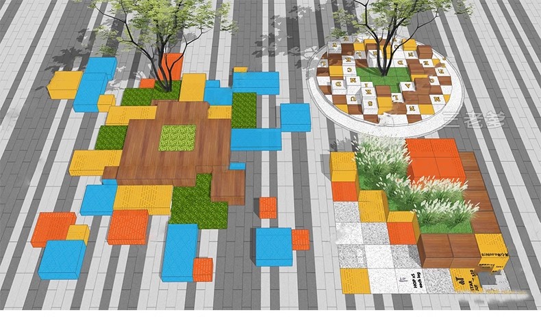 图片[32]-现代商业街广场景观座椅SU模型积木趣味种植树池坐凳小品草图大师-大怪兽分享