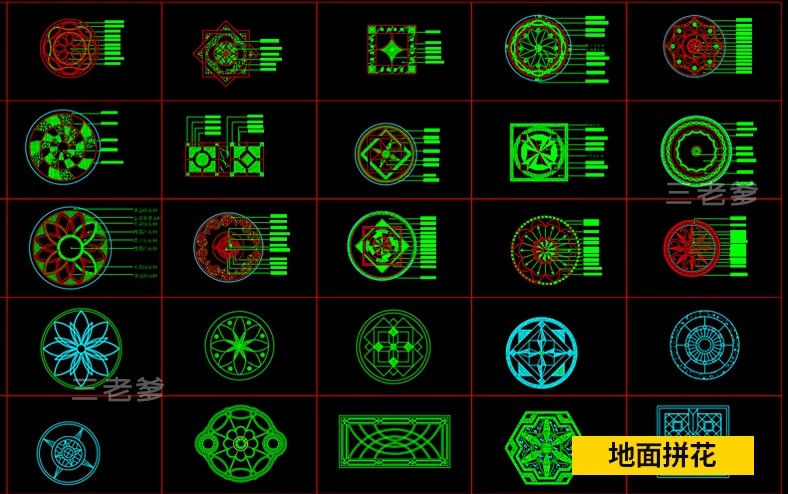 图片[33]-园林景观设计CAD植物图块人物平面立面铺装拼花施工图库图例素材-大怪兽分享