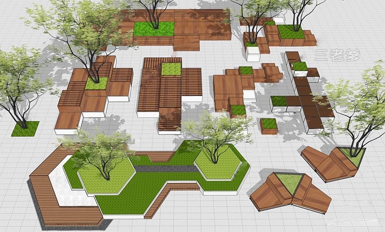 图片[33]-现代商业街广场景观座椅SU模型积木趣味种植树池坐凳小品草图大师-大怪兽分享