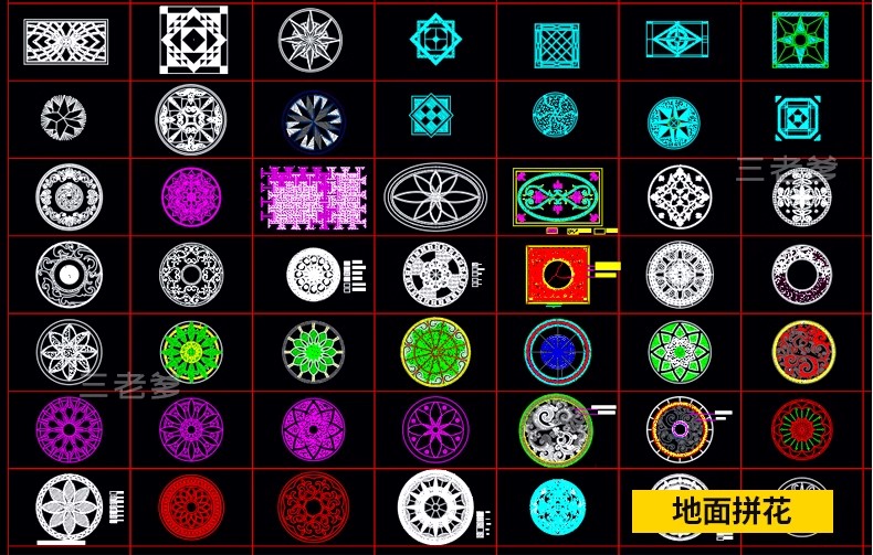 图片[34]-园林景观设计CAD植物图块人物平面立面铺装拼花施工图库图例素材-大怪兽分享