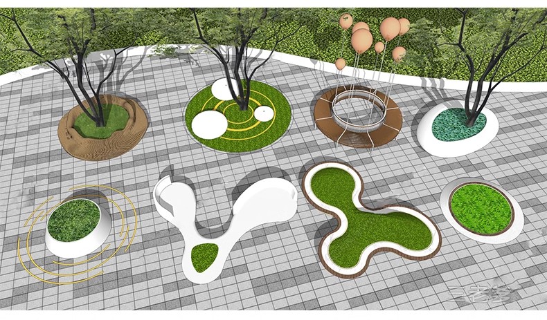 图片[34]-现代商业街广场景观座椅SU模型积木趣味种植树池坐凳小品草图大师-大怪兽分享