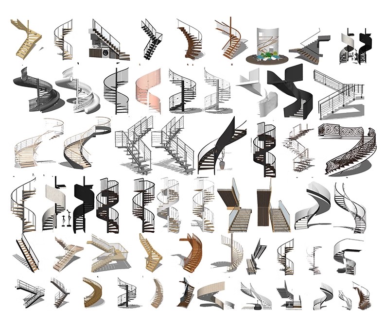 图片[25]-旋转楼梯SU模型库室内铁艺楼梯中式欧式现代螺旋扶梯扶手草图大师-大怪兽分享