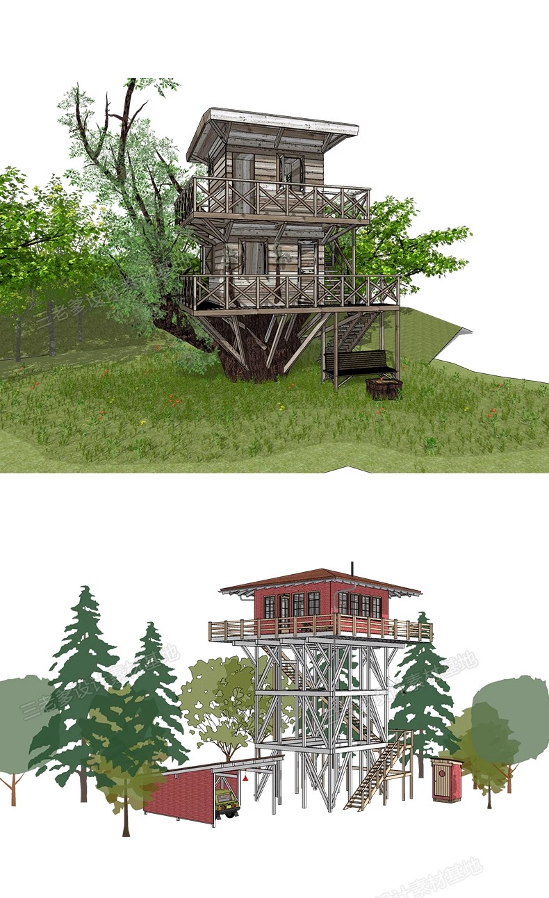 图片[25]-民宿度假村旅游景区公园观鸟瞭望台眺望塔观景平台草图大师SU模型-大怪兽分享